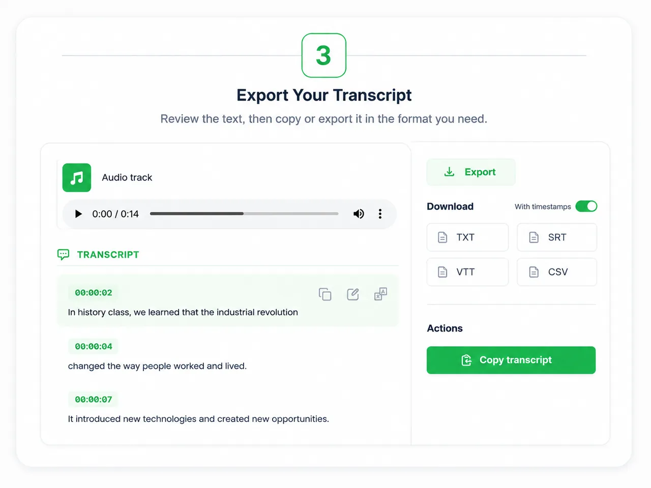 Export Your Transcript