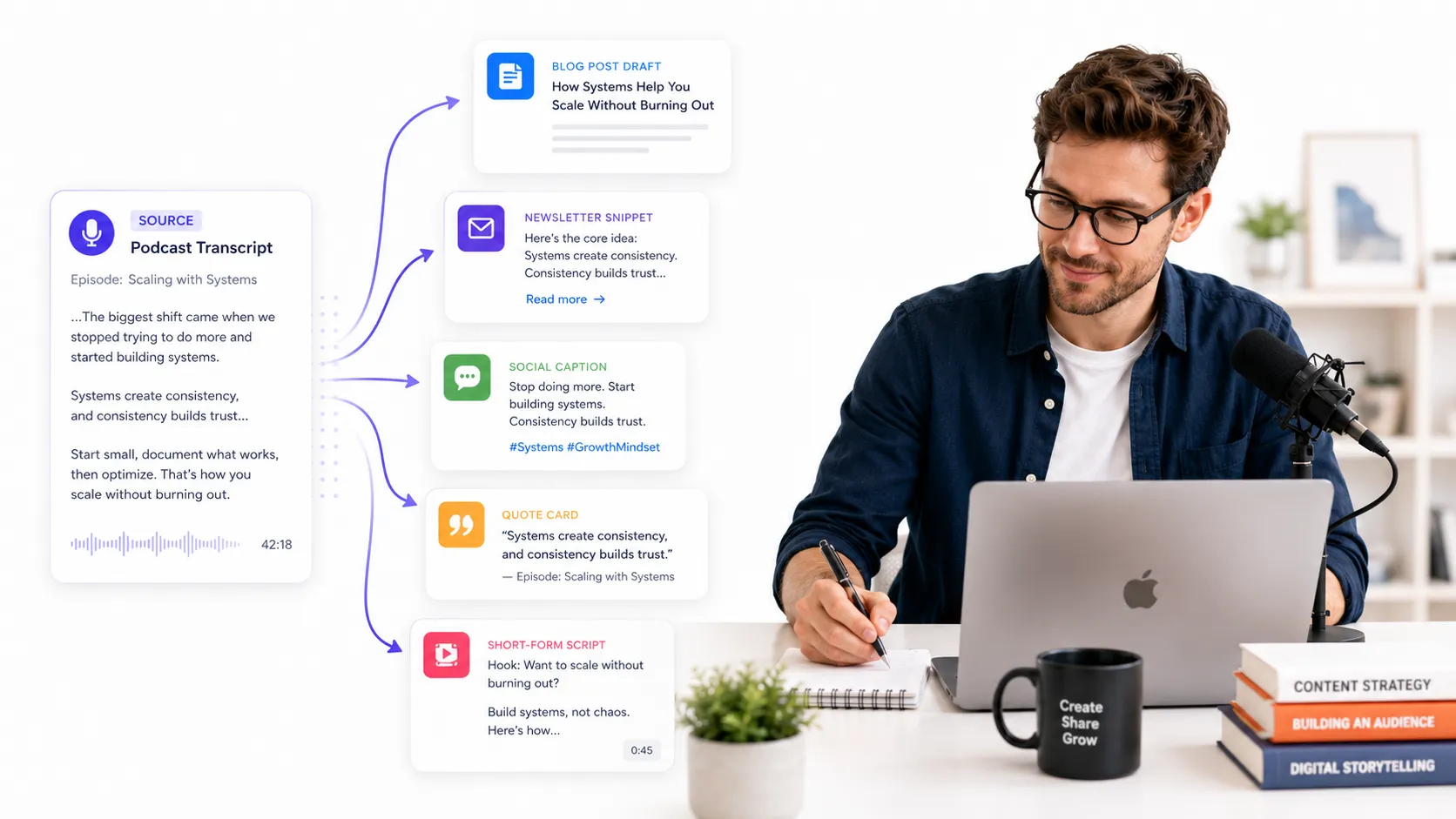 Podcast content repurposing